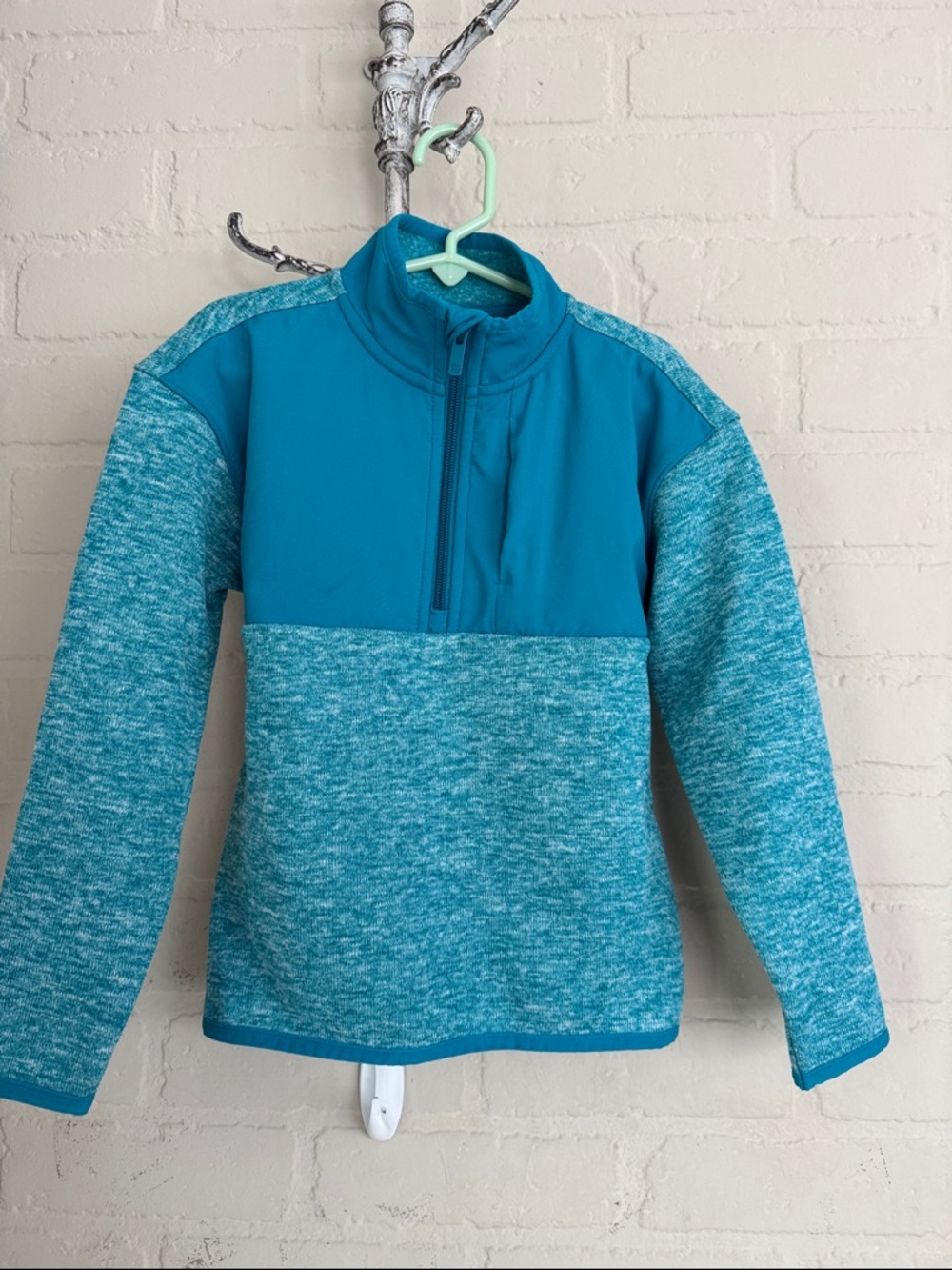 All in Motion fleece jacket Teal Half-Zip Pullover Sweater XS 4 5 yr old popover